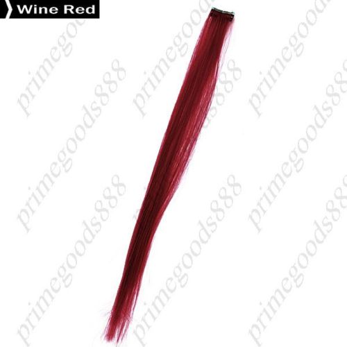 European Long Straight Clips In On Hair Extensions Wig Hairpiece Clip Wine Red