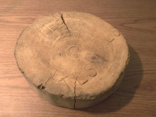 ANTIQUE LOG - END WITH LOG MARK MICHIGAN LOGGING LUMBERING