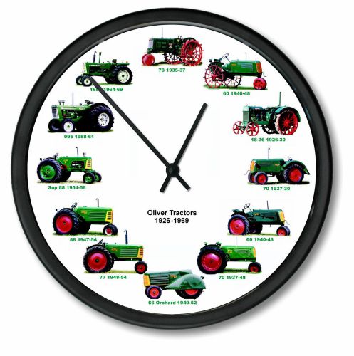 New OLIVER 1926 - 1969 Tractor Wheel Dial Clock 12 Vintage Tractors 10&#034; Dial