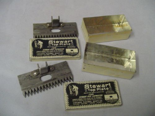 Stewart Top Plate Cutlery Steel # C71M U.S.A. Clipmaster 2 Tins 3&#034;x1.5&#034; Vintage
