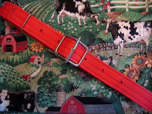 Cow Collar Conway Buckle 1 Red Collar 1 1/2&#034; x 45&#034; Dairy Cow Collar Made in USA