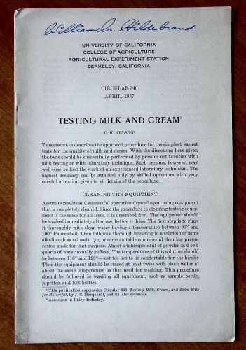 Scarce! Testing Milk and Cream 1937 VG by J. C. Marquardt Dairy Cattle Farming