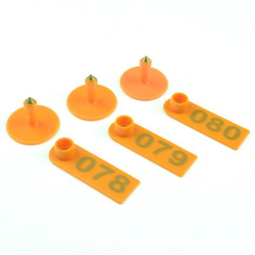 100pcs 1-100 number livestock ear tag label marker orange plate for cow pig goat for sale