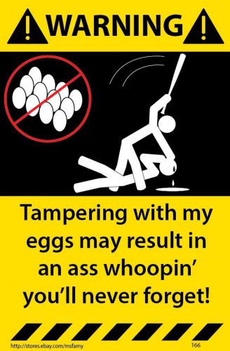 Chicken Egg Warning Sticker Funny Decal Poultry Livestock 166
