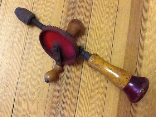 Vintage Wood Egg Beater Hand Drill- No Mfg. Markings- Works fine