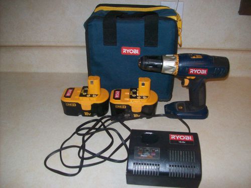 CORDLESS DRILL RYOBI 18 VOLT , ONE + , TWO BATTERIES , CHARGER , CASE