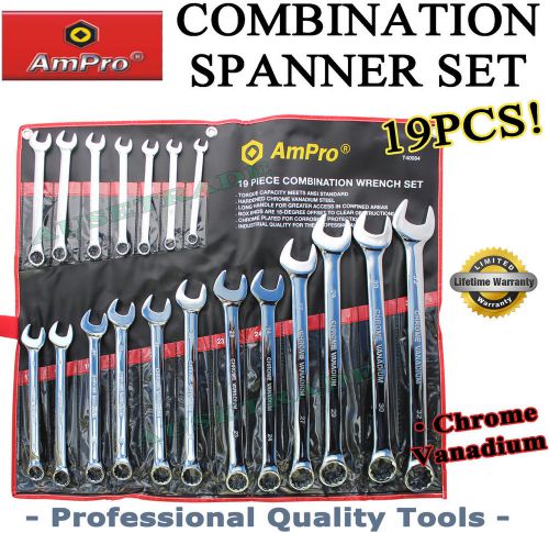 19pc spanner set chrome vanadium tools combination ampro american pro quality for sale