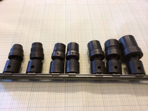 7 SNAP ON 1/2&#034; UNIVERSAL SWIVEL SOCKETS 7/16 To 13/16 6 Point Impact