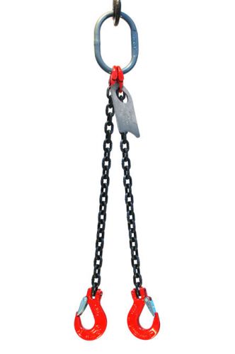 9/32&#034; 6 foot grade 80 dos double leg lifting chain sling - oblong sling hook for sale