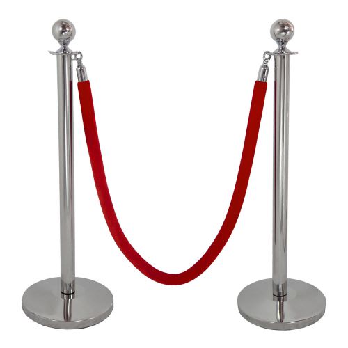 ROPE STANCHION SET, 2 CROWN POSTS IN MIRROR S.S &amp; 1 ROPE, DOME