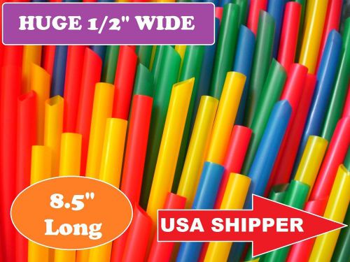 840 HUGE COLORED STRAW 1/2&#034; WIDE 8.5&#034; LONG MILK SHAKE BOBA medical TEA SMOOTHIES