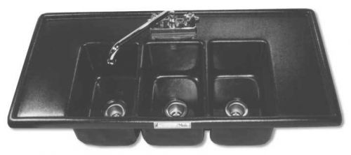Moli 3 Compartment Drop-In MINI SINK black w/ Drainboard &amp; Faucet Model BHS 1736