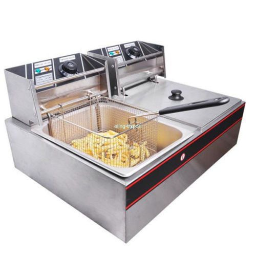 Deep fryer 12l double tank lit covers automatic hot light free 5 cleaning cloths for sale