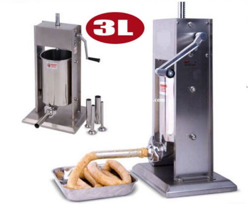 Home Commercial 3L Manual  Sausage Filler Stuffer Maker Machine w/ 4 nozzles