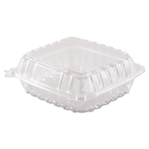 Dart fusion c90pst1 clearseal hinged-lid plastic containers, 8 3/10 x 8 3/10 x for sale