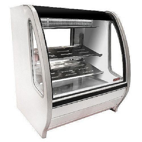 39&#034; curved refrigerated deli bakery display case merchandiser in white or black for sale