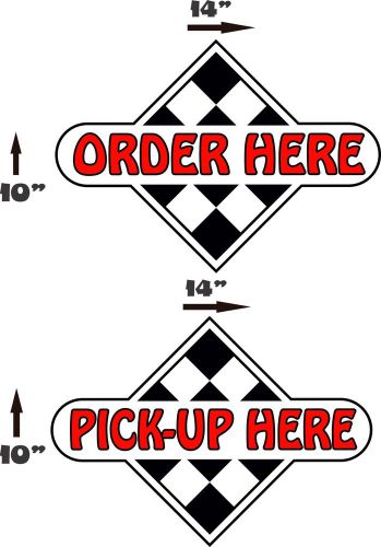 Order Here Pickup Here 14&#034;x10&#034; Each Decal Food Truck Restaurant Concession Menu