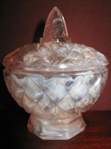 pink rose milk slag glass diamond pattern Candy dish sugar bowl serving children