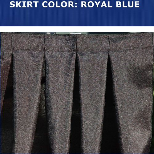 Royal blue 17 foot elegant box pleat table skirt &amp; free velcro skirting clips! for sale