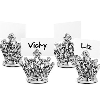 Rhinestone Studded Crown Design Name Place Card Holders For Tables