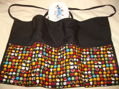 Black Server Waitress Half Waist Apron Computer Smileys Personalized for FREE