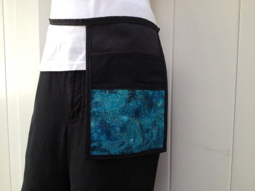 BLACK TEAL GLITTER 1 POCKET HIP BARTENDER, WAITRESS WAIST APRON RESTAURANT  USA