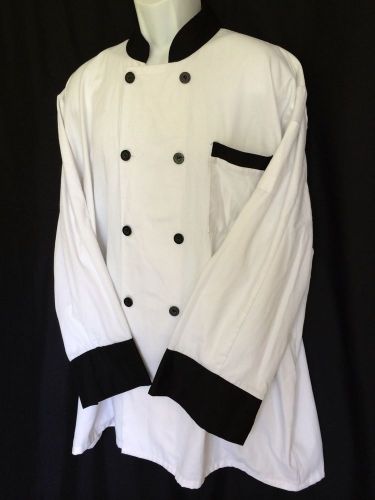 ABSOLUTE CHEF White l/s JACKET Black Collar Cuffs Cotton Poly Men&#039;s Size 3XL