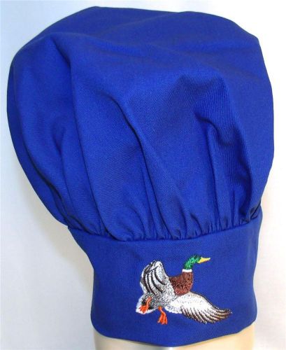 Colorful Mallard Wild Duck Bird Chef Hat Blue Adult Adjustable Monogram Custom