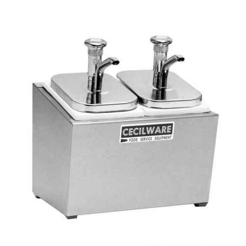 Cecilware Stainless Condiment Rails W/ 2 Metal Pumps Adjustable Portion 244M