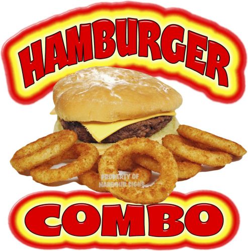 Hamburger Combo Decal 14&#034; Burgers Onion Rings Food Truck Restaurant Concession