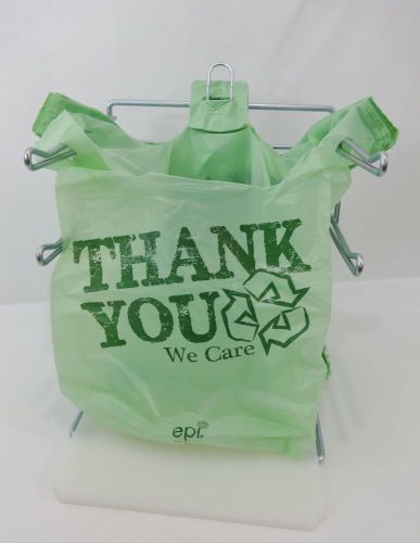 Bio-Degradable THANK YOU Green Plastic T-Shirt Bags 11.5&#034; x 6&#034; x 21&#034;  Bags Only