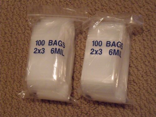 200 - 6 mil triple thick 2x3 inch &#034;mini-zip&#034; zip lock bags for sale