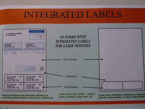 500 SELF ADHESIVE INTEGRATED A4 ADDRESS PRINTING LABEL,INVOICE, PACKING SLIP.