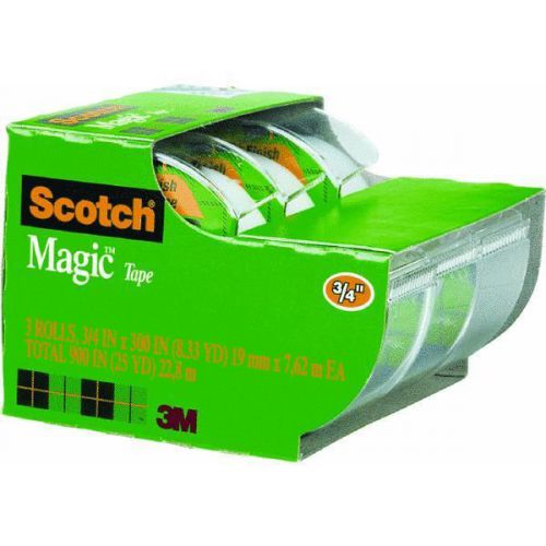72 Pk 3M 3/4&#034; X 300&#034; Clear Scotch Magic Transparent Tape 3/Pk W/Dispenser 3105