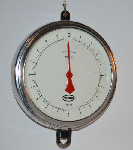 Antique chatillon industrial hanging scale 20lbs made in usa stainless 10&#034; 79454 for sale