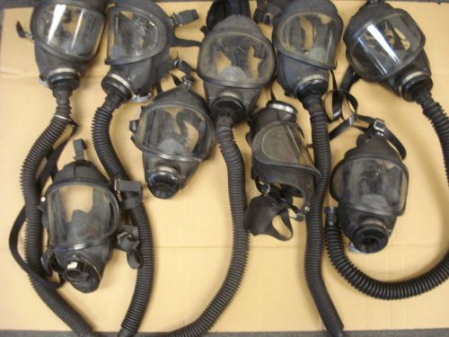 Lot of 9 MSA SCBA Masks Firefighter Fire Gear Breathing Apparatus