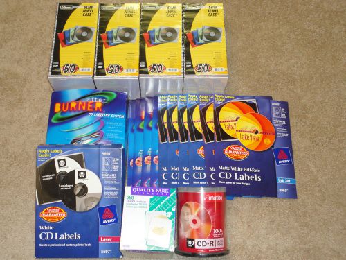 Lot of cd dvd jewel cases sleeves cd/dvds label applicator hundreds all new! for sale