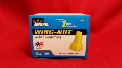 Ideal 30-451, Winged Wire Nut Connector, Yellow 18-10 AWG, 1-Box of 100ea