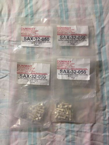 Hex Head Silver Plated 8-32x1/2&#034;  Screws 100 Pcs. With washers.