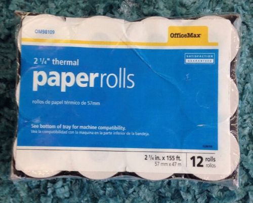 OM98109 2 1/4 THERMAL PAPER ROLLS OFFICEMAX BRAND 12 ROLLS 155 FT. EACH