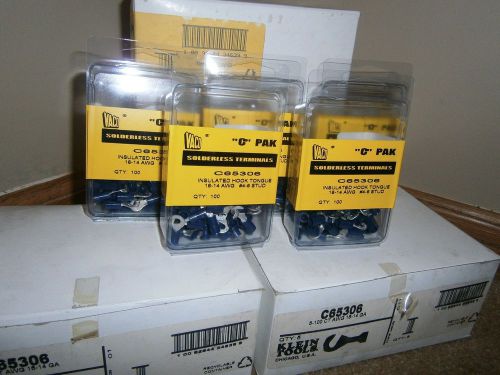 Lot 3000 c65306 vaco insulated hook tongue solderless terminals 4-6 stud 16-14 for sale