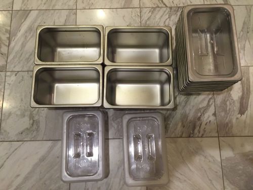 12 SS 1/4 Size, 6&#034; deep Hotel Pan, cold and hot Table Inserts with Lids