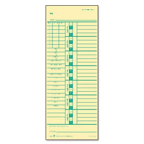 NEW TOPS 1257 Time Card for Acroprint and Simplex, Weekly, Two-Sided, 3-1/2 x 9,