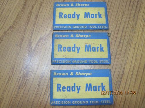 3 Vintage Brown &amp; Sharp Ready Mark Ground Tool Steel Marking Stones UNUSED
