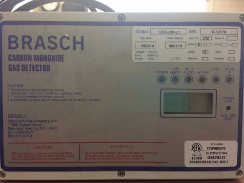 Brasch Carbon Monoxide Gas Detector model #GSE-CM-L1