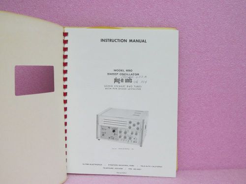 Alfred Manual 650 Series Sweep Oscillator Plug-ins Instr. Man. w/Schem. #75827