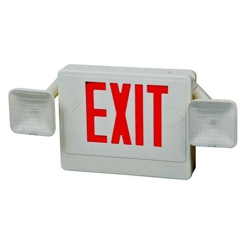 LED Exit / Incandescent Emergency Light Combo White Housing with Red Lettering
