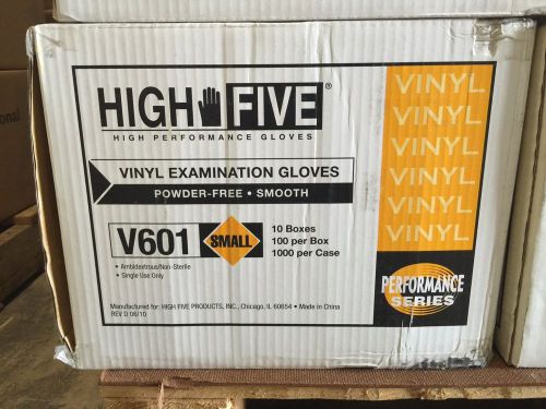 High Five Vinyl Exam Gloves, Small, V601 (Case of 10 boxes)