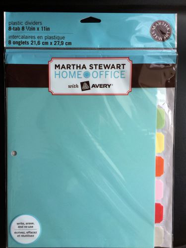 Martha Stewart Home Office w/ Avery 8 Tab Plastic Dividers 8.5&#034; x11.5&#034;  New