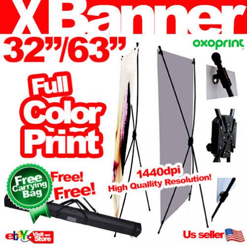 X banner stand 31&#034;x70&#034;/80cmx180cm free carrying bag full color print us seller for sale